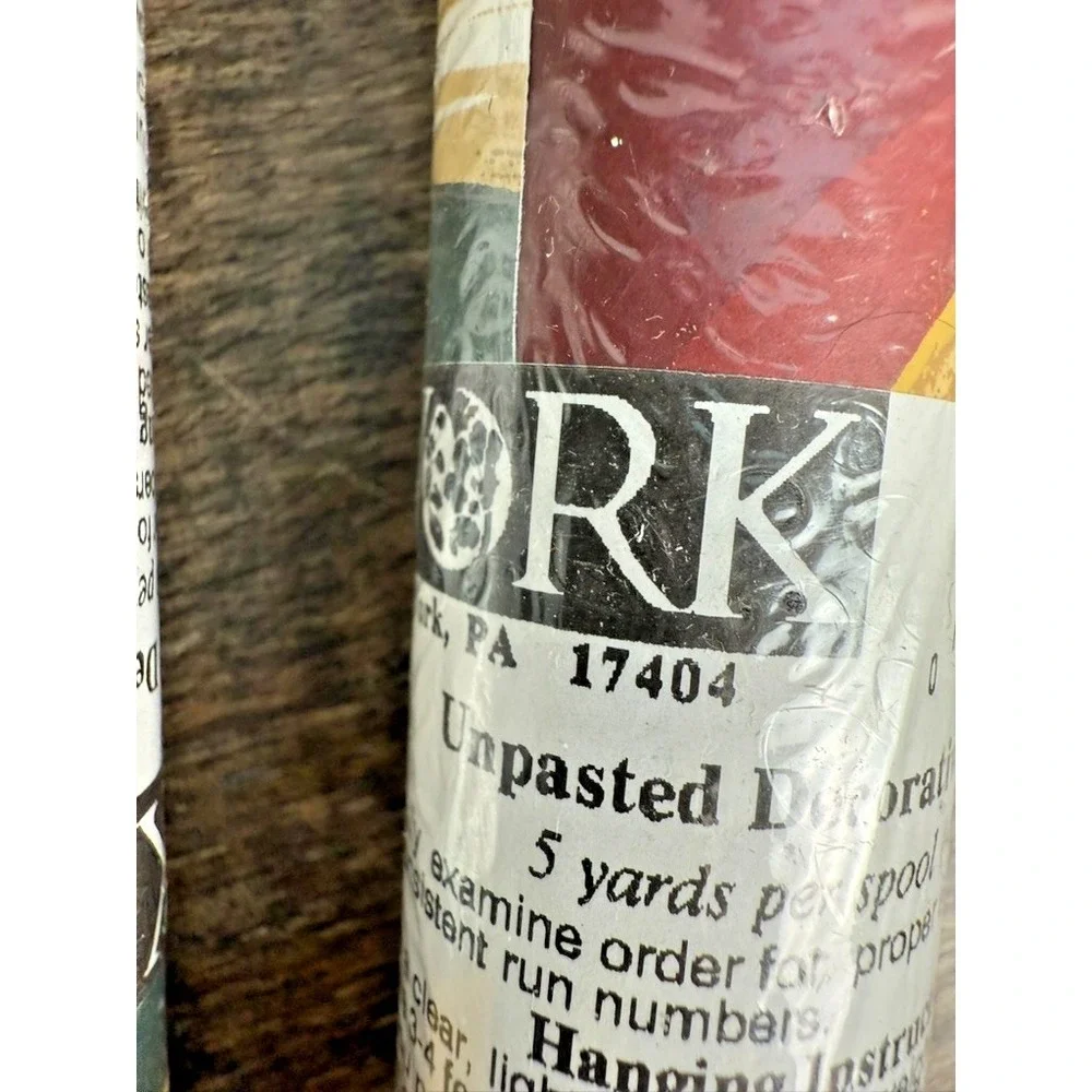 Vintage York Wallpaper Border Southwestern Brushstroke Burgundy Green NOS - 3